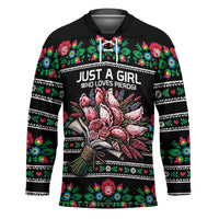 Pink Pierogi Flowers Over Dumplings Hockey Jersey