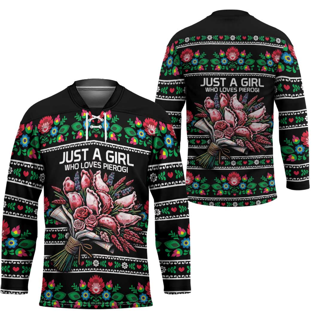 Pink Pierogi Flowers Over Dumplings Hockey Jersey