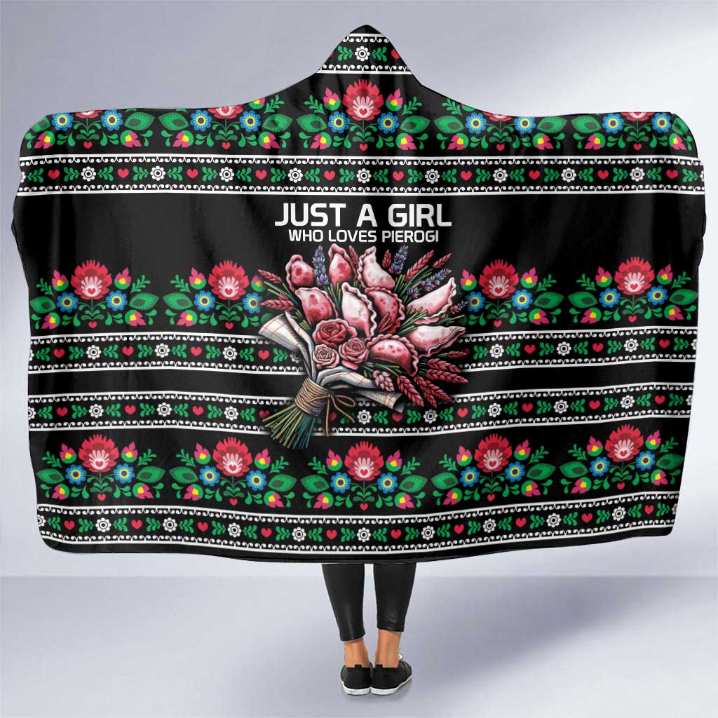 Pink Pierogi Flowers Over Dumplings Hooded Blanket