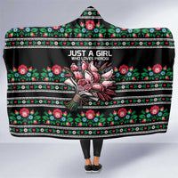 Pink Pierogi Flowers Over Dumplings Hooded Blanket