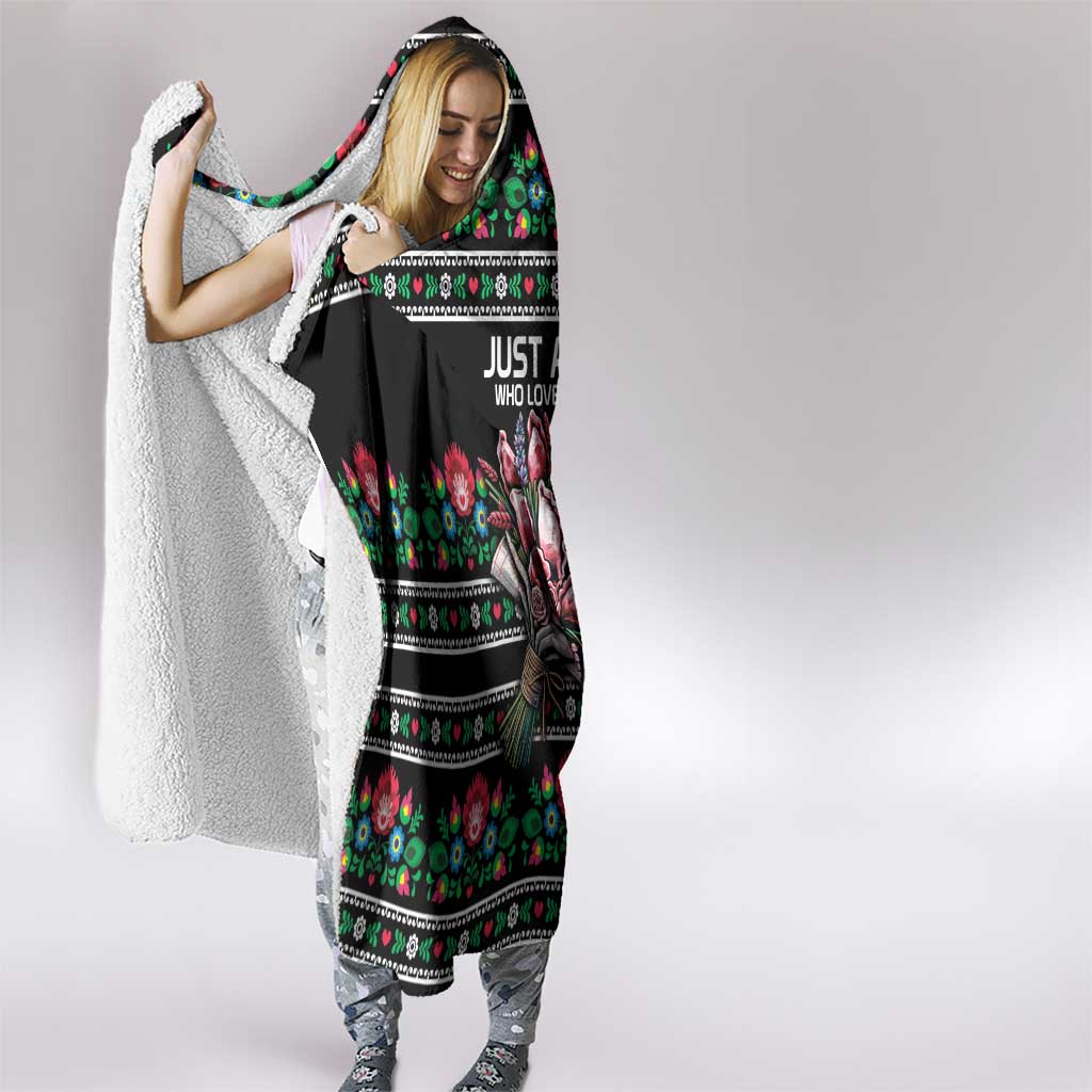 Pink Pierogi Flowers Over Dumplings Hooded Blanket