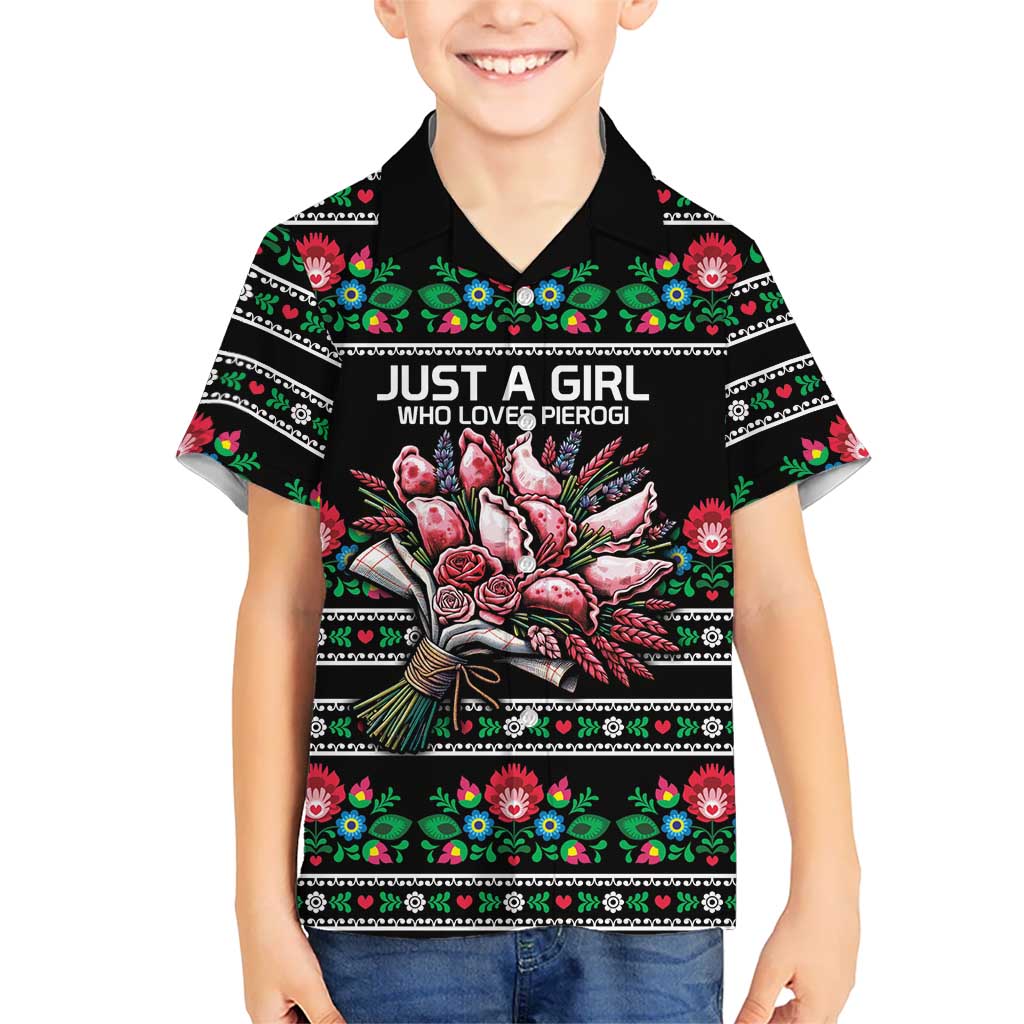 Pink Pierogi Flowers Over Dumplings Kid Hawaiian Shirt