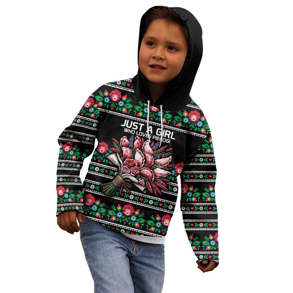 Pink Pierogi Flowers Over Dumplings Kid Hoodie