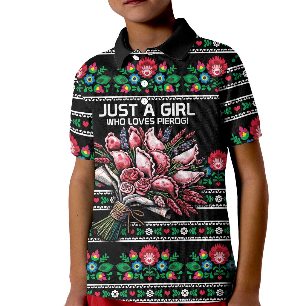 Pink Pierogi Flowers Over Dumplings Kid Polo Shirt