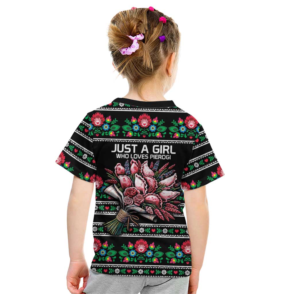 Pink Pierogi Flowers Over Dumplings Kid T Shirt