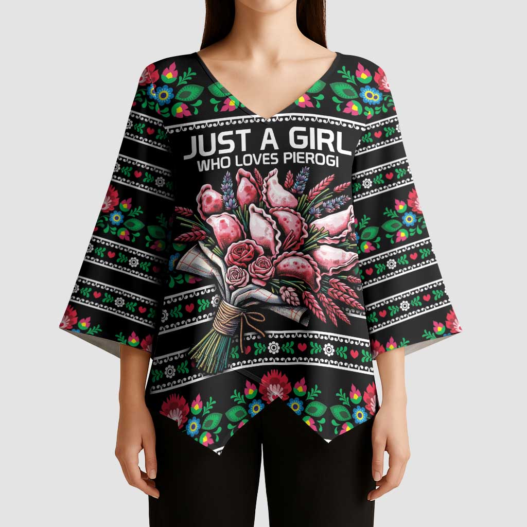 Pink Pierogi Flowers Over Dumplings Kimono Sleeve Blouse