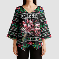 Pink Pierogi Flowers Over Dumplings Kimono Sleeve Blouse