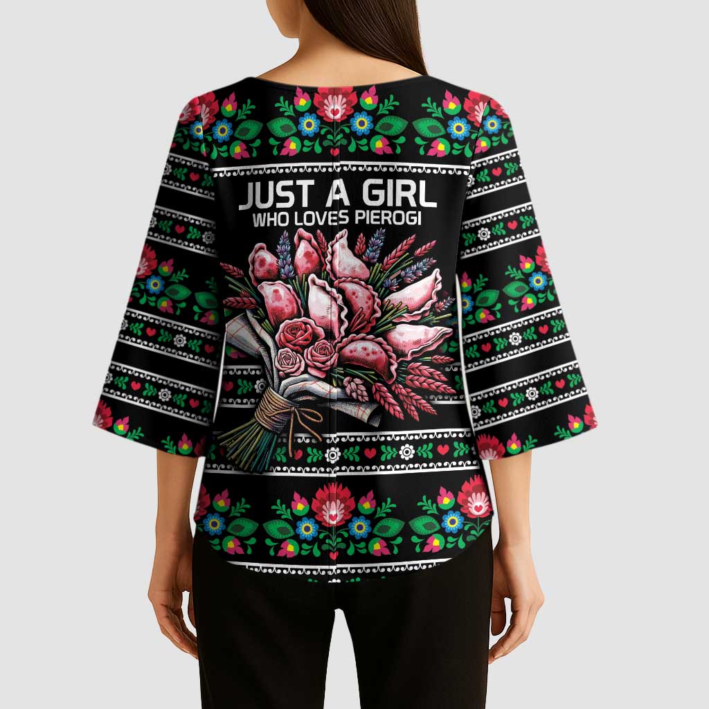 Pink Pierogi Flowers Over Dumplings Kimono Sleeve Blouse