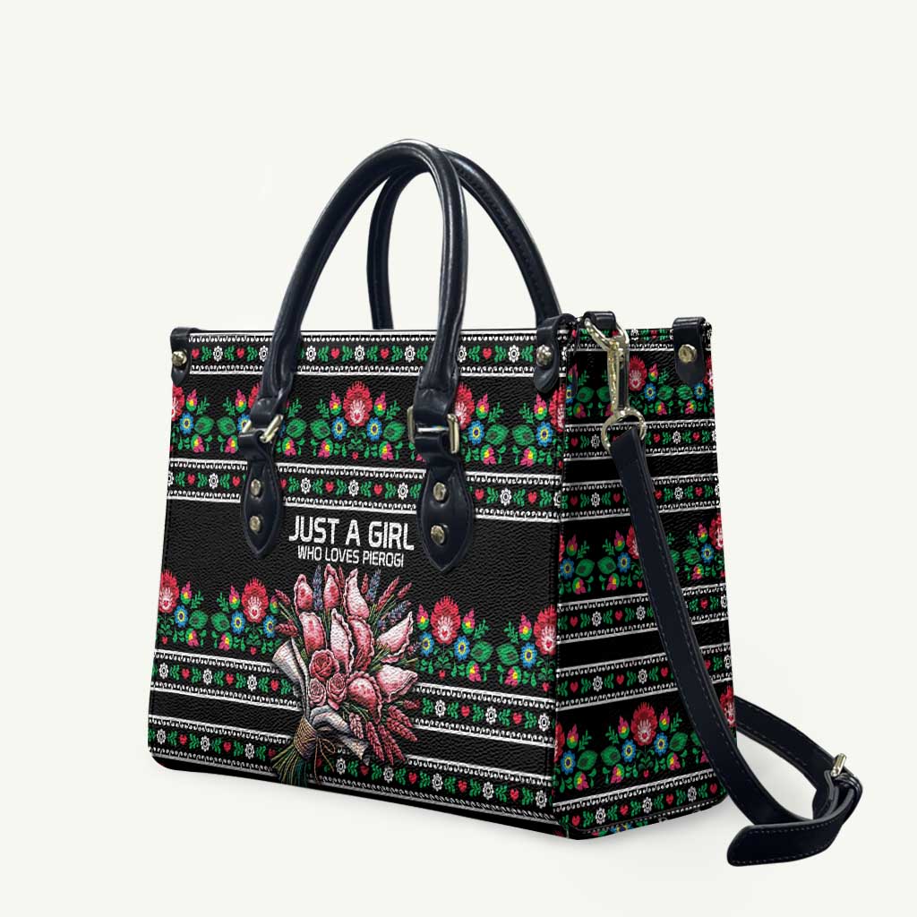 Pink Pierogi Flowers Over Dumplings Leather Bag