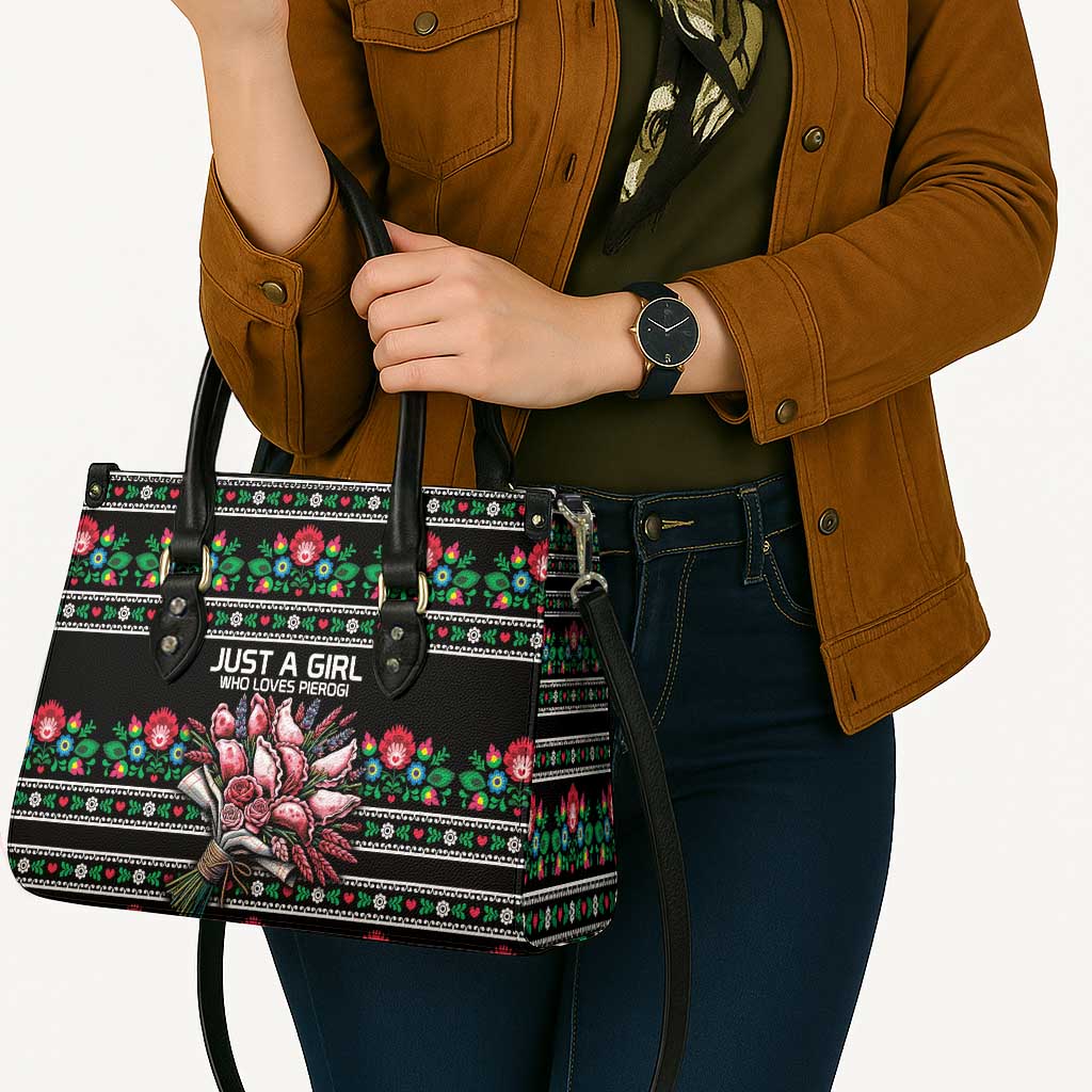 Pink Pierogi Flowers Over Dumplings Leather Bag