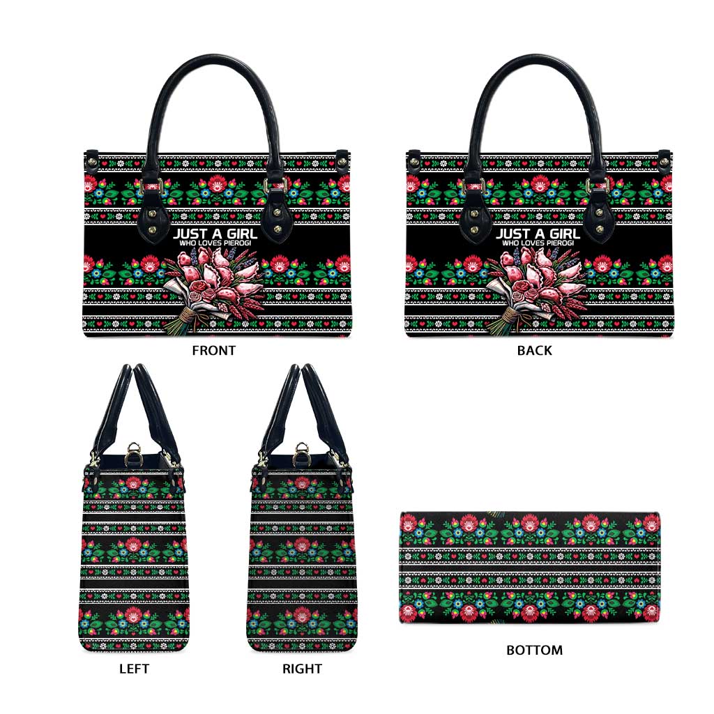 Pink Pierogi Flowers Over Dumplings Leather Bag