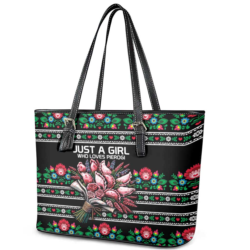 Pink Pierogi Flowers Over Dumplings Leather Tote Bag