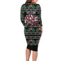 Pink Pierogi Flowers Over Dumplings Long Sleeve Bodycon Dress