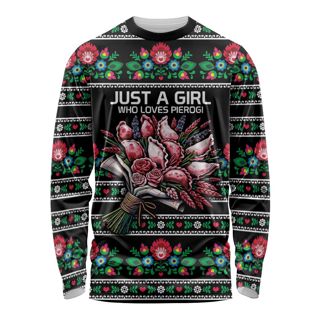 Pink Pierogi Flowers Over Dumplings Long Sleeve Shirt