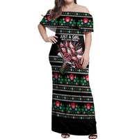 Pink Pierogi Flowers Over Dumplings Off Shoulder Maxi Dress