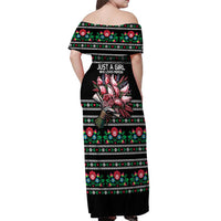 Pink Pierogi Flowers Over Dumplings Off Shoulder Maxi Dress