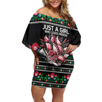 Pink Pierogi Flowers Over Dumplings Off Shoulder Short Dress