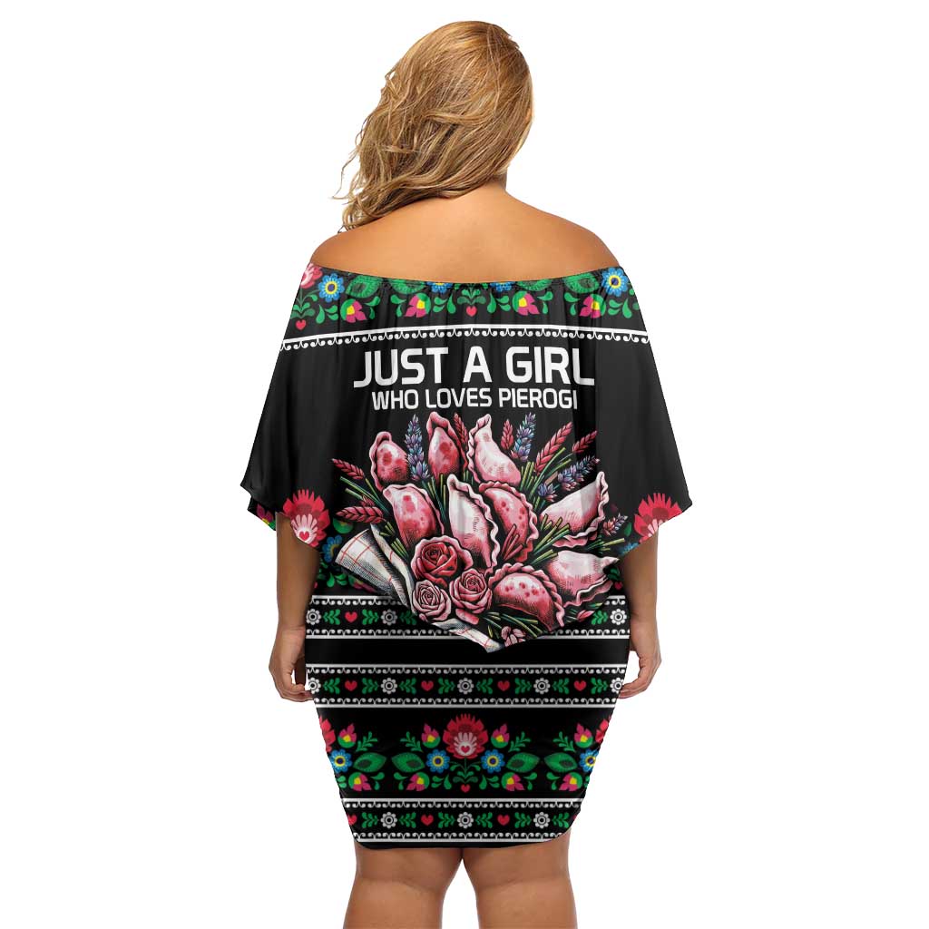 Pink Pierogi Flowers Over Dumplings Off Shoulder Short Dress