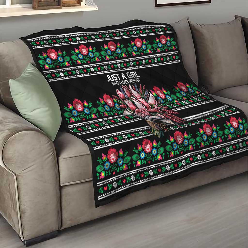 Pink Pierogi Flowers Over Dumplings Quilt
