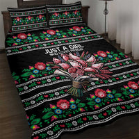 Pink Pierogi Flowers Over Dumplings Quilt Bed Set