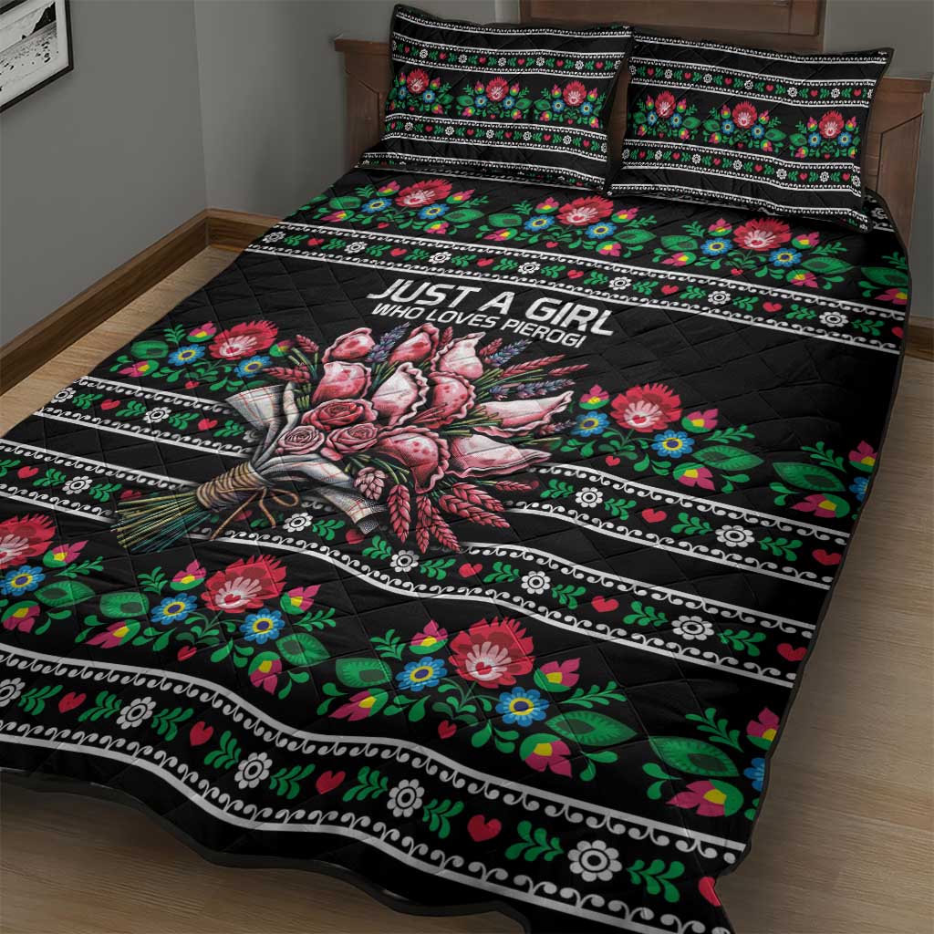 Pink Pierogi Flowers Over Dumplings Quilt Bed Set