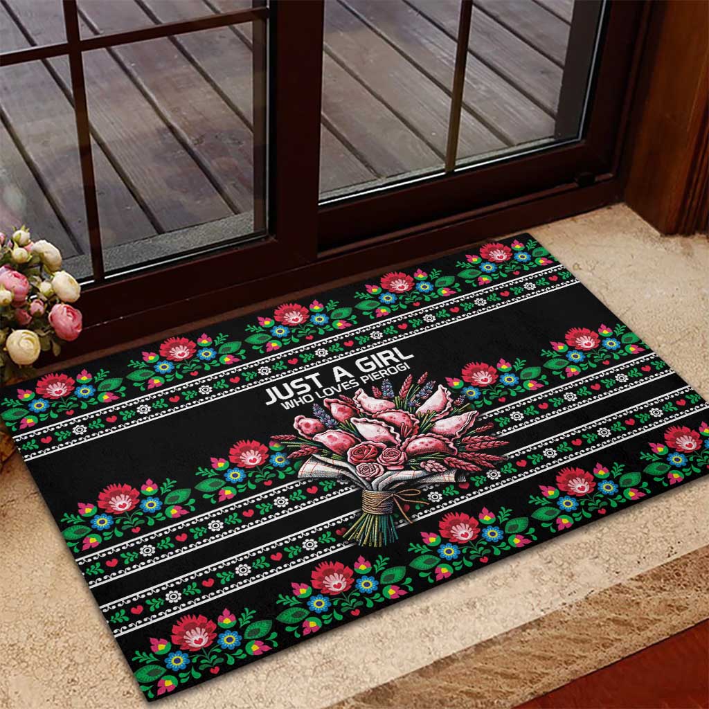 Pink Pierogi Flowers Over Dumplings Rubber Doormat