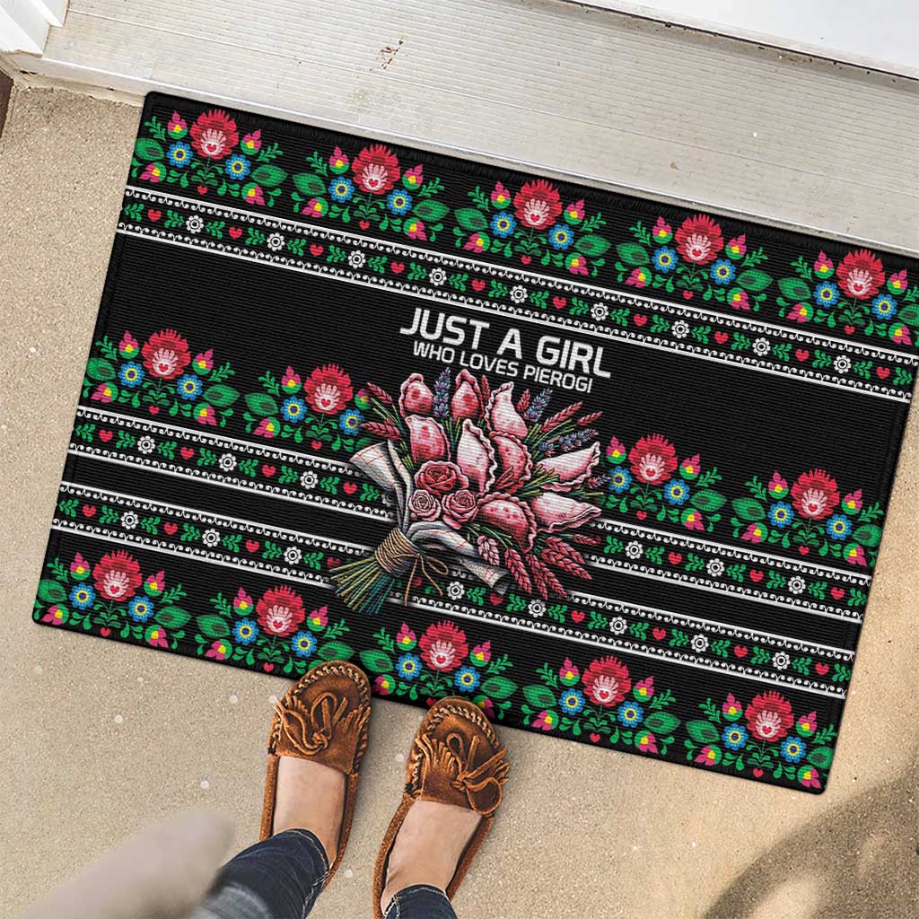 Pink Pierogi Flowers Over Dumplings Rubber Doormat