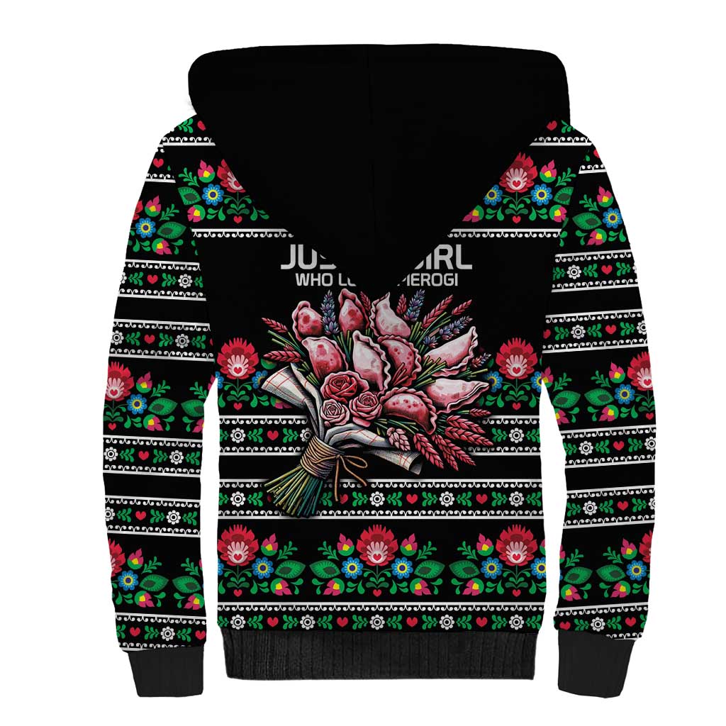 Pink Pierogi Flowers Over Dumplings Sherpa Hoodie