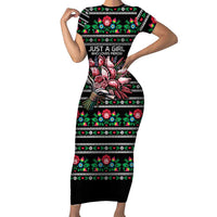 Pink Pierogi Flowers Over Dumplings Short Sleeve Bodycon Dress