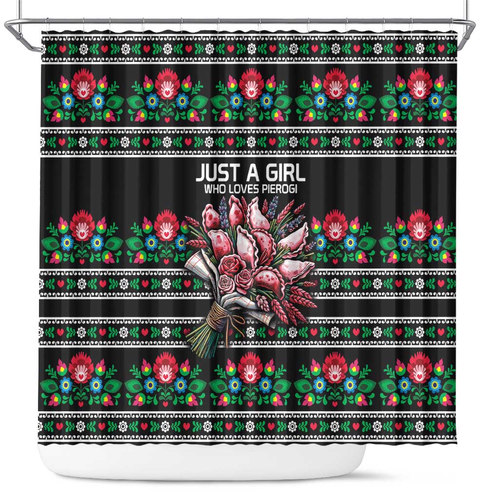 Pink Pierogi Flowers Over Dumplings Shower Curtain