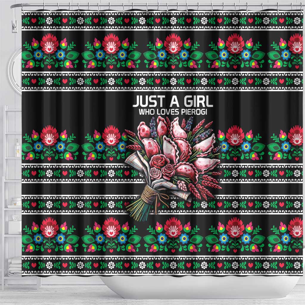 Pink Pierogi Flowers Over Dumplings Shower Curtain