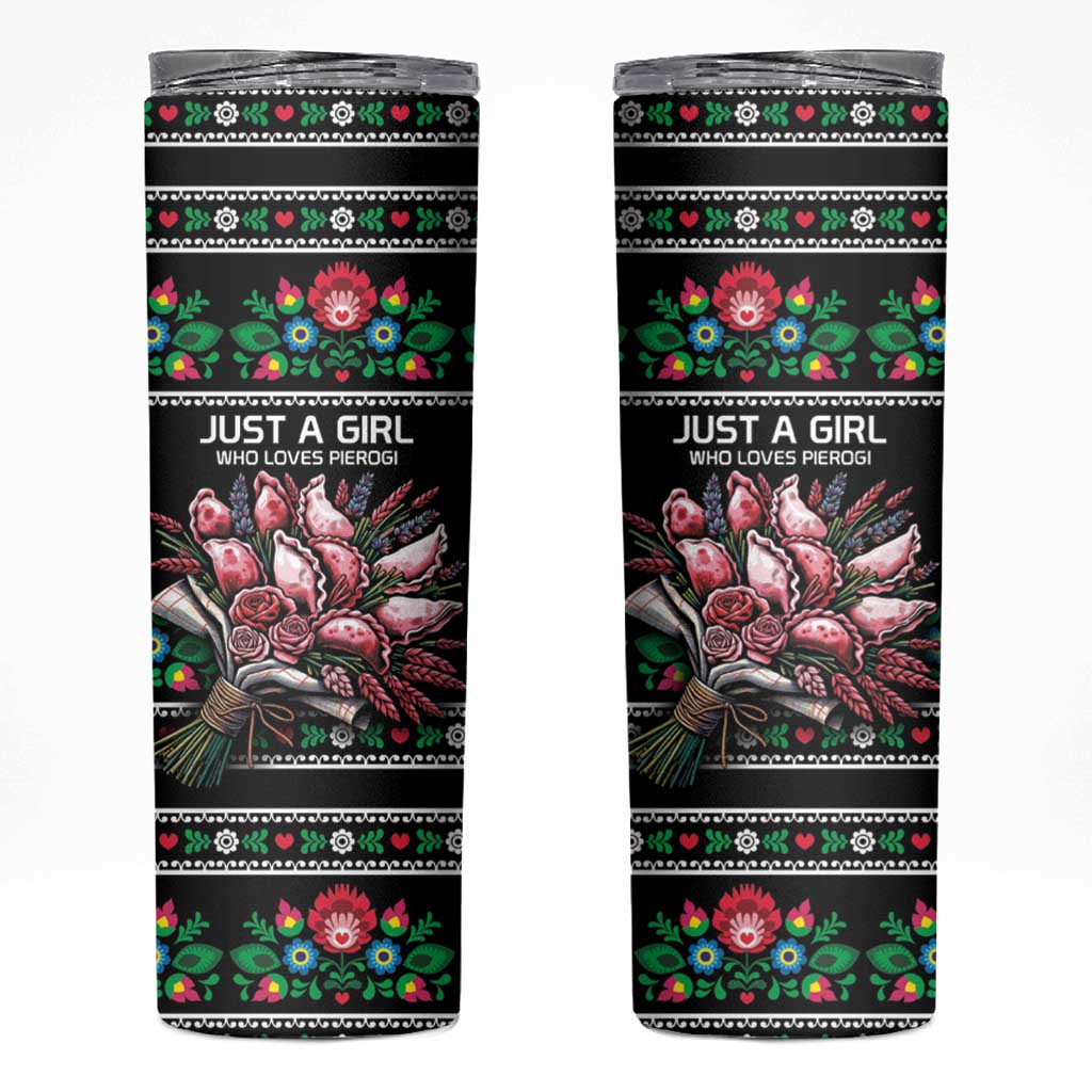 Pink Pierogi Flowers Over Dumplings Skinny Tumbler