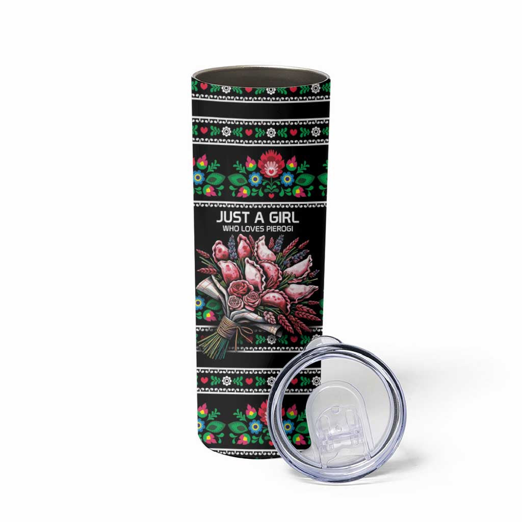 Pink Pierogi Flowers Over Dumplings Skinny Tumbler