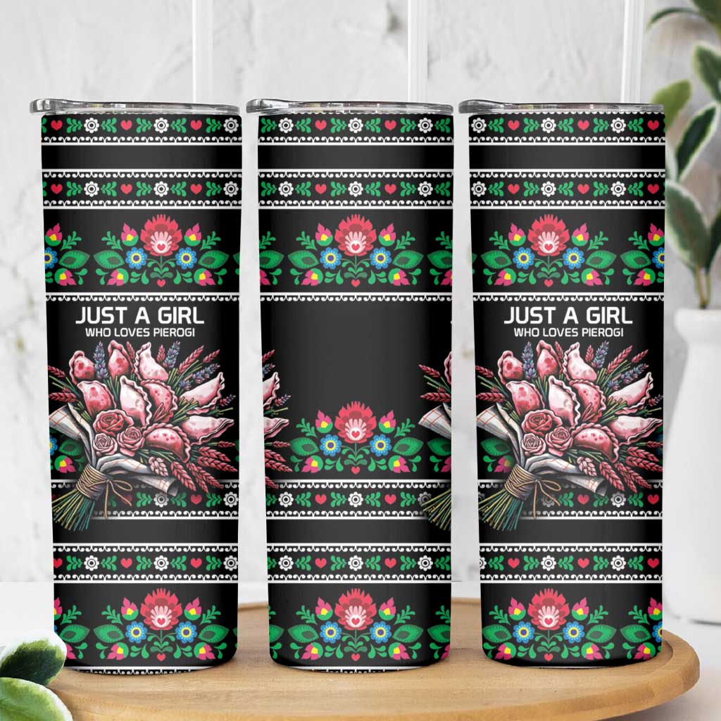 Pink Pierogi Flowers Over Dumplings Skinny Tumbler