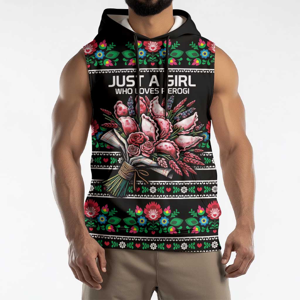 Pink Pierogi Flowers Over Dumplings Sleeveless Hoodie