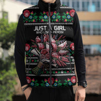 Pink Pierogi Flowers Over Dumplings Sleeveless Puffer Jacket