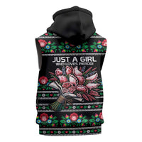 Pink Pierogi Flowers Over Dumplings Sleeveless Zip Hoodie