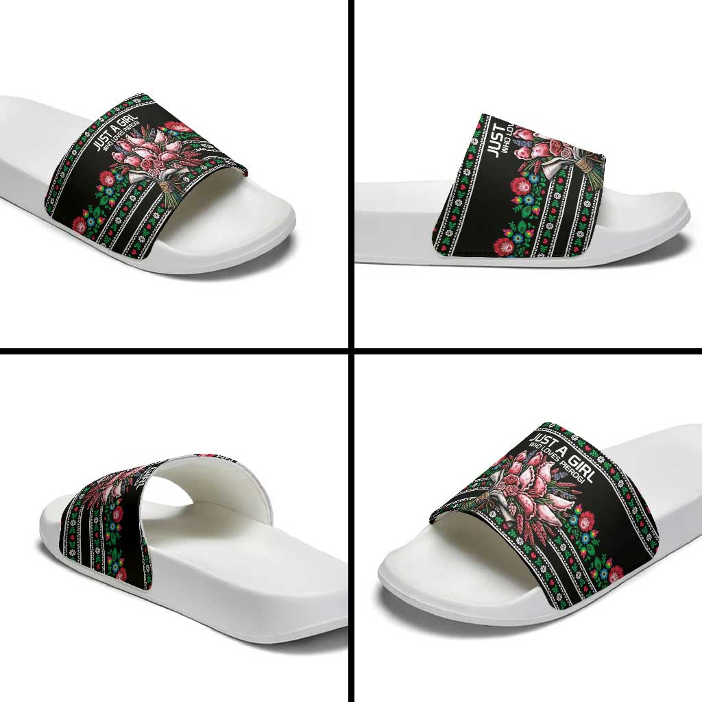 Pink Pierogi Flowers Over Dumplings Slide Sandals