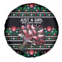 Pink Pierogi Flowers Over Dumplings Spare Tire Cover