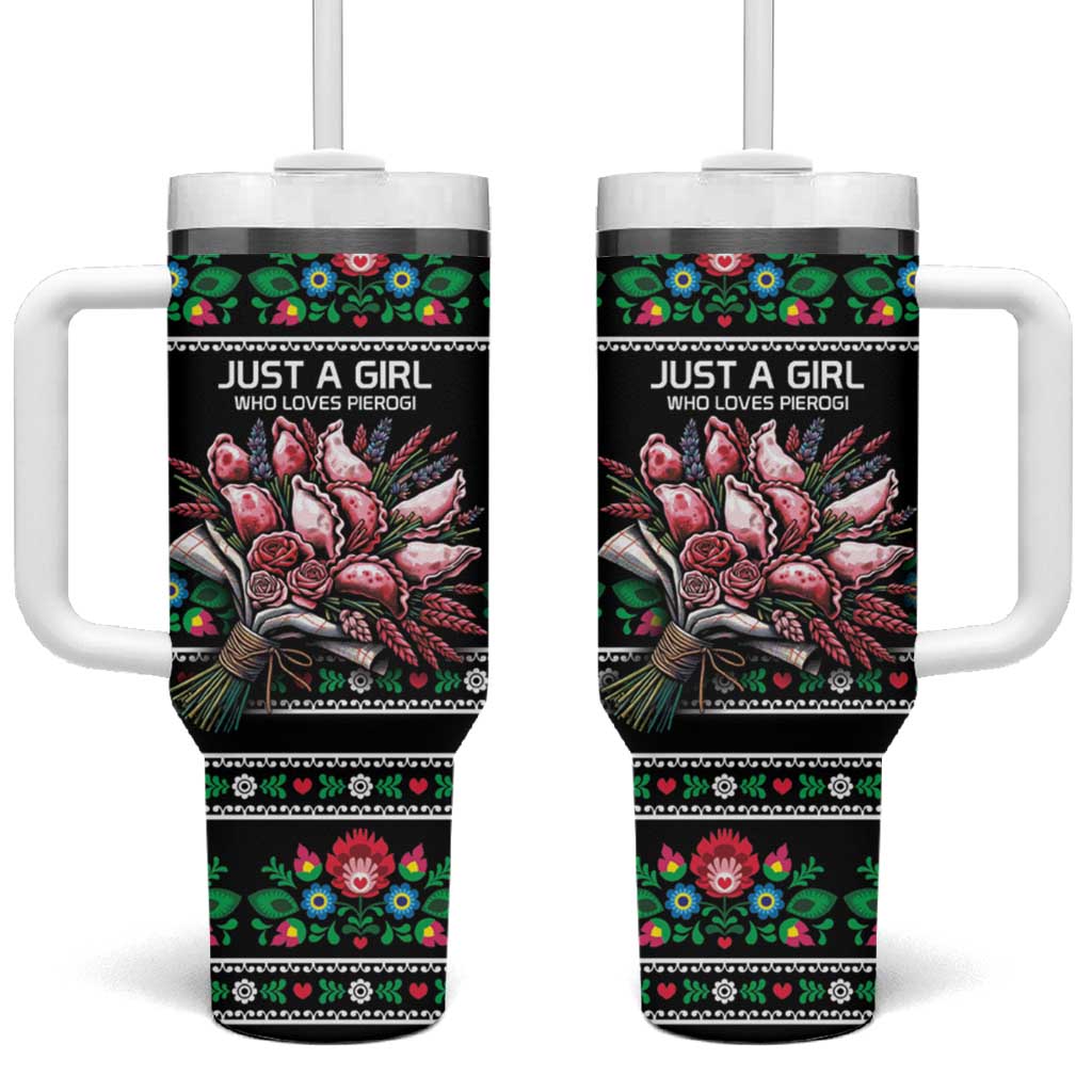 Pink Pierogi Flowers Over Dumplings Tumbler With Handle