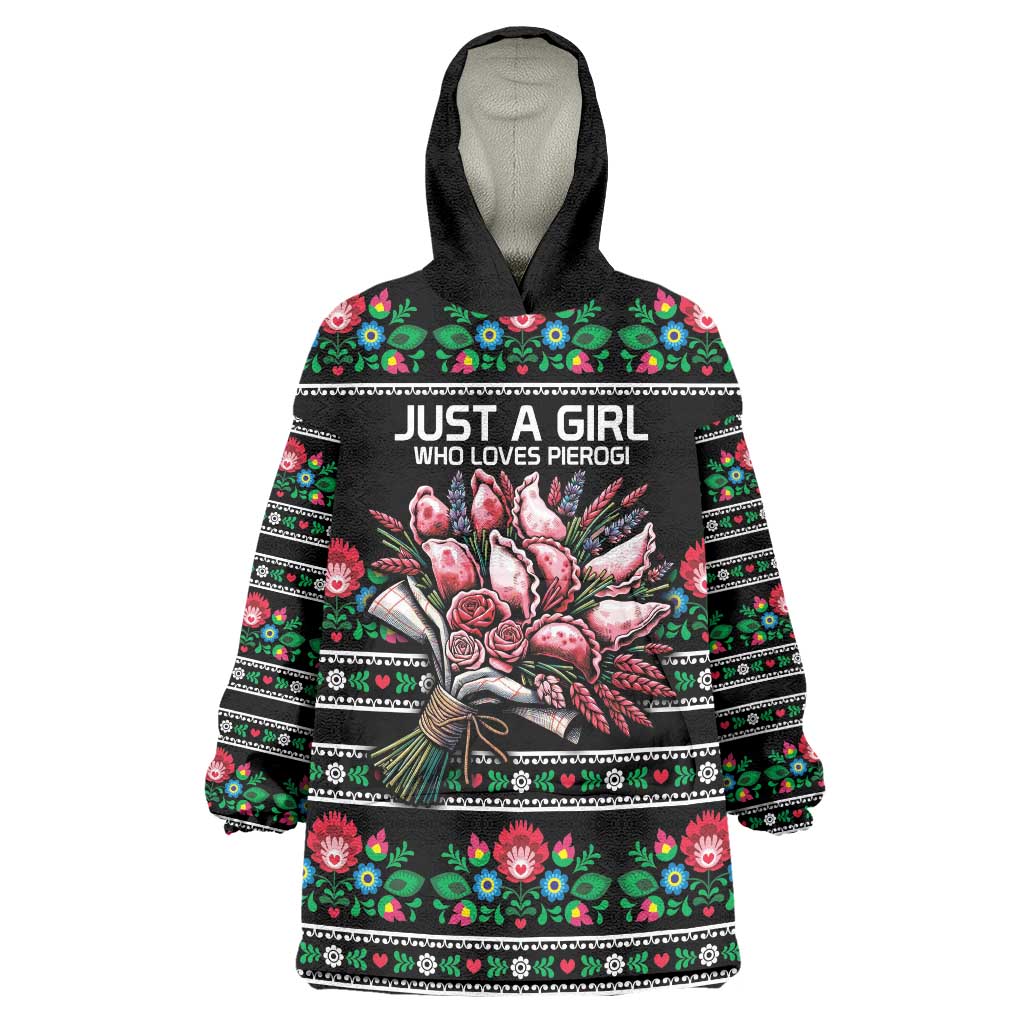 Pink Pierogi Flowers Over Dumplings Wearable Blanket Hoodie