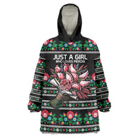 Pink Pierogi Flowers Over Dumplings Wearable Blanket Hoodie