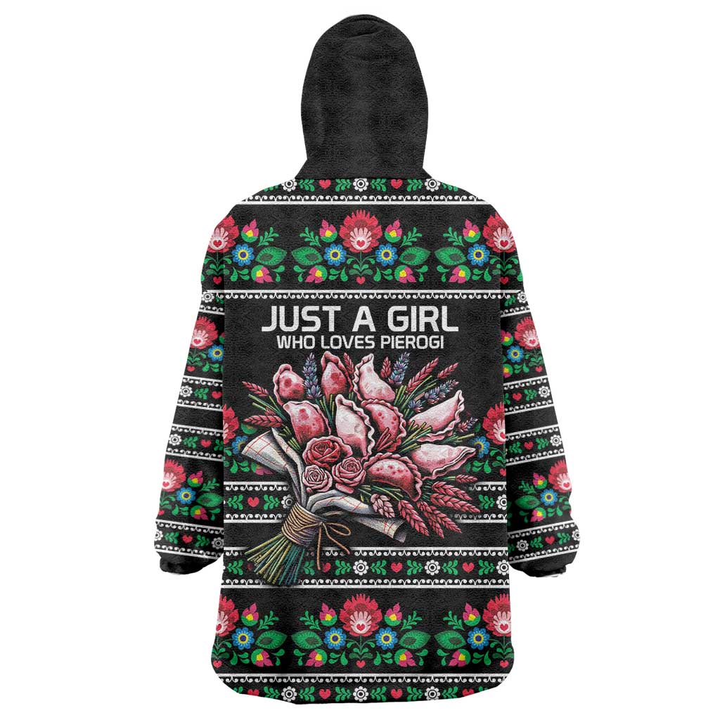 Pink Pierogi Flowers Over Dumplings Wearable Blanket Hoodie