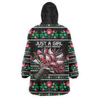 Pink Pierogi Flowers Over Dumplings Wearable Blanket Hoodie