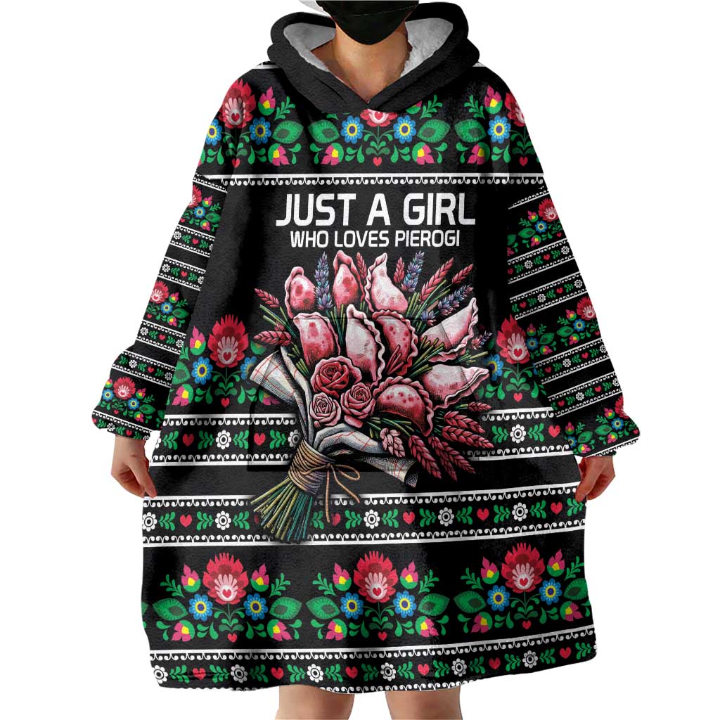 Pink Pierogi Flowers Over Dumplings Wearable Blanket Hoodie