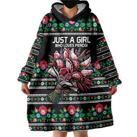 Pink Pierogi Flowers Over Dumplings Wearable Blanket Hoodie