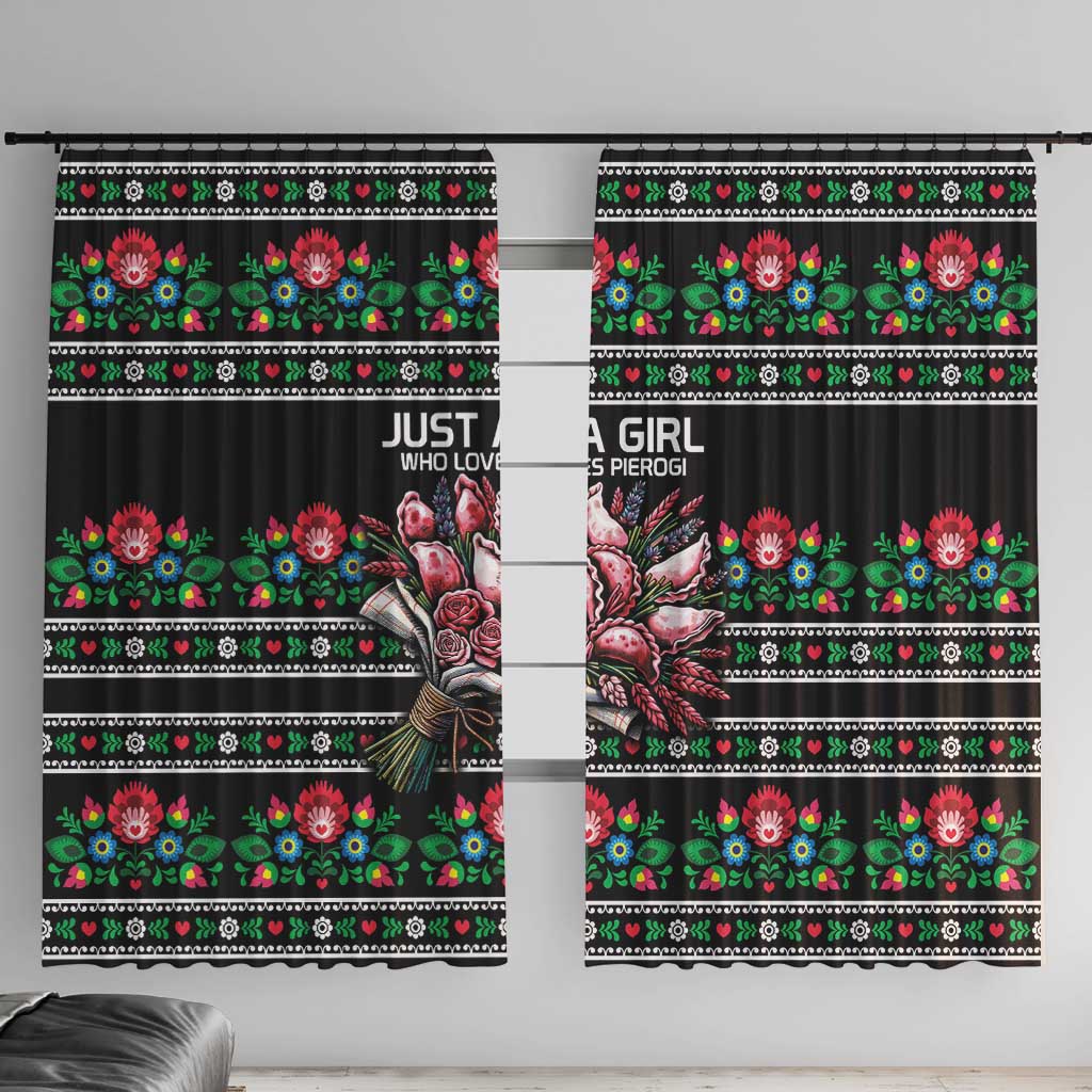 Pink Pierogi Flowers Over Dumplings Window Curtain