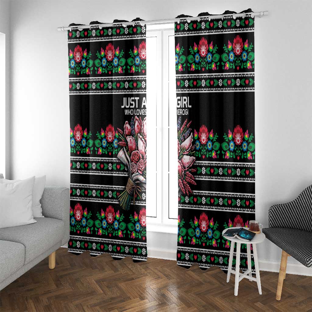 Pink Pierogi Flowers Over Dumplings Window Curtain