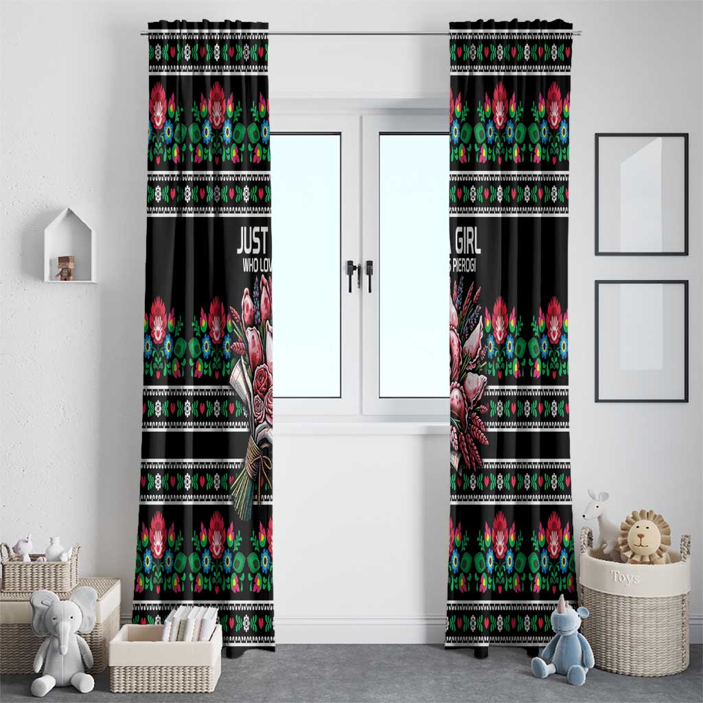 Pink Pierogi Flowers Over Dumplings Window Curtain