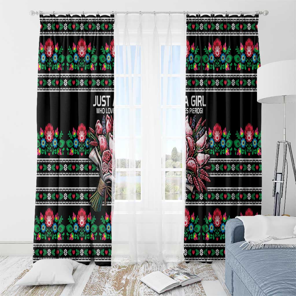 Pink Pierogi Flowers Over Dumplings Window Curtain
